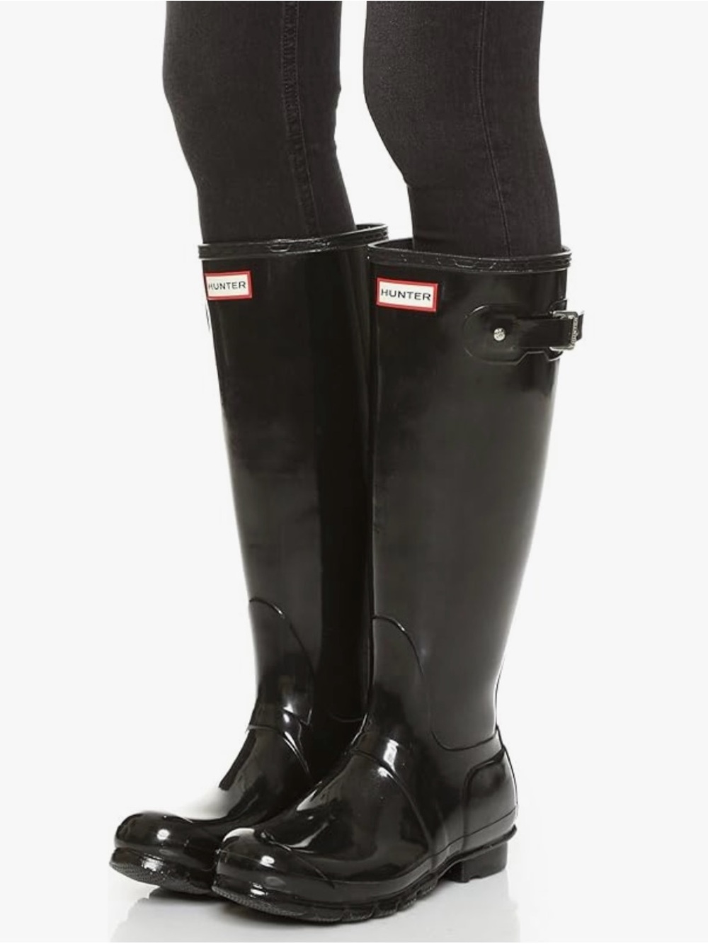 Hunter Tall Gloss Waterproof Rain Boots in Black - Picture 2 of 10